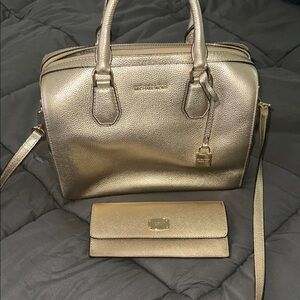 Michael Kors Metallic Gold Satchel and Wallet